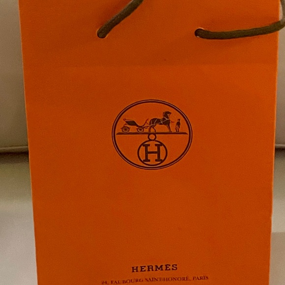 Empty Hermes orange gift bag 8.5"x3"x6" - Picture 2 of 5